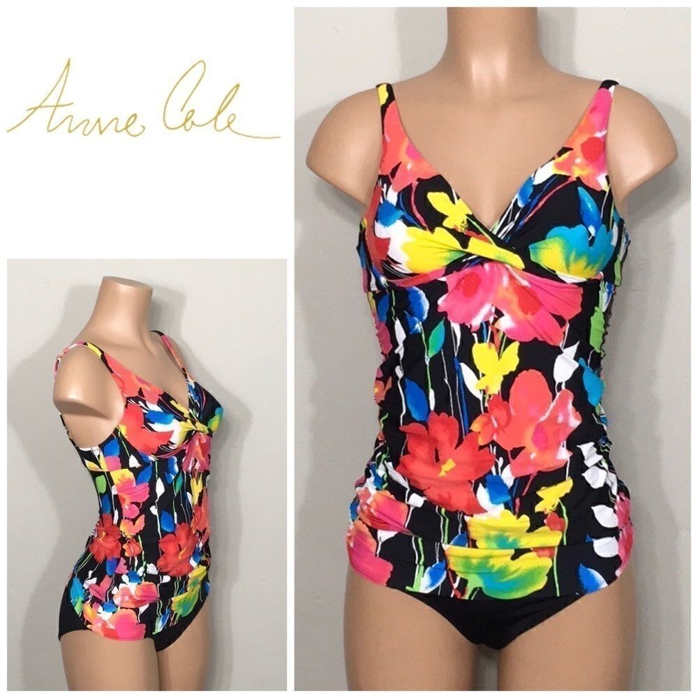Anne Cole tummy control floral tankini set. New